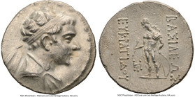 BACTRIAN KINGDOM. Eucratides II (ca. 145-140 BC). AR tetradrachm (31mm, 17.05 gm, 11h). NGC AU 5/5 - 3/5. Attic standard. Diademed, draped bust of Euc...