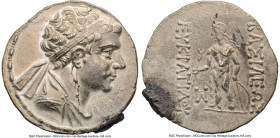 BACTRIAN KINGDOM. Eucratides II (ca. 145-140 BC). AR tetradrachm (31mm, 16.86 gm, 1h). NGC AU 4/5 - 2/5. Attic standard. Diademed, draped bust of Eucr...