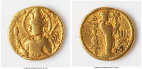 INDIA. Kushan Empire. Huvishka (ca. AD 151-190). AV dinar (19mm, 7.03 gm, 12h). Fine, inked collection number. Kushan standard, Bactria, main mint (pr...