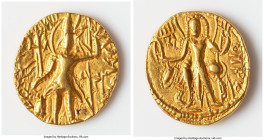 INDIA. Kushan Empire. Vasishka (ca. AD 247-267). AV dinar (21mm, 7.83 gm, 12h). Choice VF, inked collection number. Main mint, Gandhara, late phase. Þ...