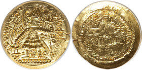 INDIA. Kushano-Sasanian. Vasudeva I (ca. AD 190-230). AV dinar (28mm, 12h). ANACS MS 62. Bactria, late series imitative issues in the name of Vasudeva...
