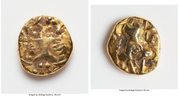 INDIA. Post-Kushan (Jammu and Kashmir). Kidarite Successors. Pratapaditya II. Ca. 5th Century AD. Debased AV dinar (21mm, 7.55 gm, 12h). Fine. Abstrac...