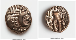 INDIA. Post-Kushan (Jammu and Kashmir). Kidarite Successors. Pratapaditya II. Ca. 5th Century AD. Debased AV dinar (20mm, 7.45 gm, 1h). VF. Abstract K...
