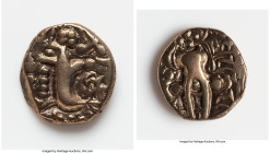 INDIA. Post-Kushan (Jammu and Kashmir). Kidarite Successors. Pratapaditya II. Ca. 5th Century AD. Debased AV dinar (20mm, 7.22 gm, 12h). Fine. Abstrac...