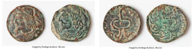 ANCIENT LOTS. Chach. Anonymous. Ca. AD 3rd century. Lot of two (2) AE cash. Choice VF. Period I. Diademed bust left, wearing long hair and pointed bea...