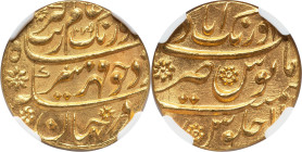 Mughal Empire. Aurangzeb gold Mohur AH 1079 Year 11 (1669) MS66 NGC, Aurangabad mint, KM315.10. 10.96gm. Exquisite, gently frosted devices shimmer on ...
