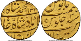 Mughal Empire. Muhammad Shah gold Mohur AH 1133 Year 3 (1720/21) MS64 NGC, Khujista Bunyad mint, KM438.13. Graced by a fully lustrous planchet that ho...