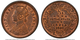 Dewas. Victoria 1/12 Anna 1888 MS64 Red and Brown PCGS, KM11. Senior Branch issue. A dashing, top-pop example of a highly-sought after Princely States...