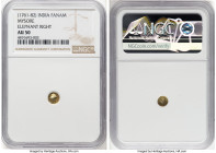 Mysore. Haidar Ali gold Fanam ND (1761-1782) AU50 NGC, Balhari mint, cf. KM3 (there facing left). Elephant right variety. HID09801242017 © 2024 Herita...