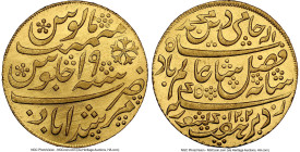 British India. Bengal Presidency gold Mohur AH 1202 Year 19 (1787/1788) MS63 NGC, Calcutta mint, KM103.1. Oblique Milling. Die polish lines abound on ...