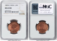 British India. Victoria 1/4 Anna 1889-(c) MS63 Red NGC, Calcutta mint, KM486. HID09801242017 © 2024 Heritage Auctions | All Rights Reserved www.HA.com...