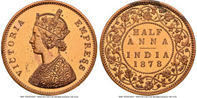 British India. Victoria Proof Restrike 1/2 Anna 1878-(b) PR64 Red NGC, Bombay mint, KM487. Supremely attractive, featuring a hot, ember-red chroma. On...