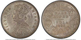 British India. Victoria 1/2 Rupee 1898-C MS64 PCGS, Calcutta mint, KM491, S&W-6.234. Incuse variety. An especially elusive date and mint combination, ...