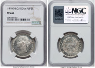 British India. Victoria Rupee 1840-(b & c) MS64 NGC, Bombay or Calcutta mint, KM458.1. While the luster is decidedly Choice, we admit the distracting ...