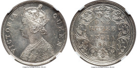 British India. Victoria Rupee 1862-(b) MS63 NGC, Bombay mint, KM473.1. HID09801242017 © 2024 Heritage Auctions | All Rights Reserved www.HA.com/TexasA...