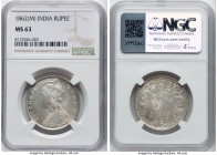 British India. Victoria Rupee 1862-(m) MS63 NGC, Madras mint, KM473.1. Bursting with Choice luster. HID09801242017 © 2024 Heritage Auctions | All Righ...