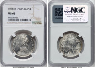 British India. Victoria Rupee 1878-(b) MS63 NGC, Bombay mint, KM492. The census really thins out at this grade level. HID09801242017 © 2024 Heritage A...