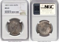 British India. Victoria Rupee 1887-C MS63 NGC, Calcutta mint, KM492. HID09801242017 © 2024 Heritage Auctions | All Rights Reserved www.HA.com/TexasAuc...