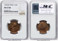 British India. George V 1/4 Anna 1926-(b) MS67 Red and Brown NGC, Bombay mint, KM512. Approaching perfection and appearing almost as if gold were in t...
