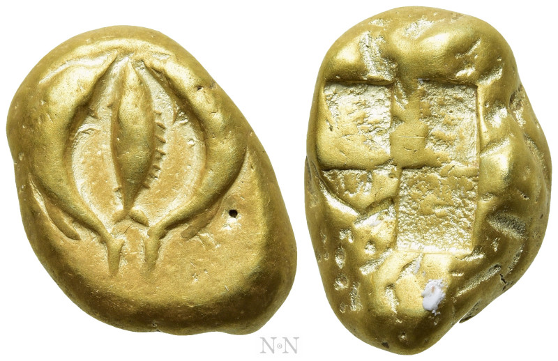 MYSIA. Kyzikos. EL Stater (Circa 500-450 BC).

Obv: Tunny fish between two dol...