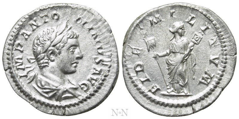 ELAGABALUS (218-222). Denarius. Rome. 

Obv: IMP ANTONINVS AVG. 
Laureate and...
