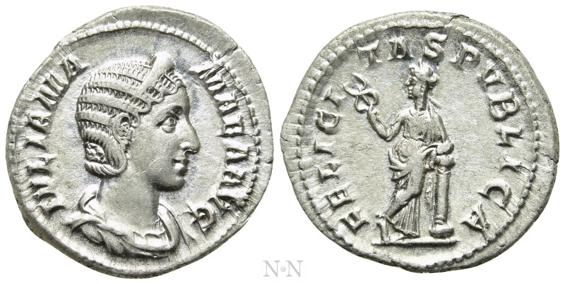 JULIA MAMAEA (Augusta, 222-235). Denarius. Rome. 

Obv: IVLIA MAMAEA AVG. 
Dr...