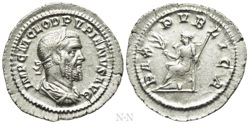 PUPIENUS (238). Denarius. Rome. 

Obv: IMP C M CLOD PVPIENVS AVG. 
Laureate, ...