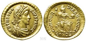 THEODOSIUS I (379-395). GOLD Solidus. Constantinople