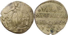 Abbiategrasso. Tessera di Misericordia 1755. OT. 4.13 g. 24 mm. BB.