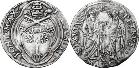 Ancona. Giulio II (1503-1513), Giuliano della Rovere. Giulio, Antonio Migliori zecchiere. CNI 27/33; M. 68; Berm. 592. AG. 3.85 g. 28 mm. BB.