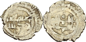 Cassibile. Ibn Al Thumna (1052-1062). Tarì o 1/4 Dinar. D/ Legenda cufica su due righe, globetto sopra e sotto; attorno legenda. R/ Legenda cufica su ...