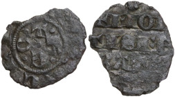 Chivasso. Teodoro I Paleologo (1307-1338). Imperiale piccolo. CNI 10/13; MIR (Piem. Sard. Lig. Cors.) 380. MI. 0.53 g. 15 mm. RR. Mancanza del tondell...