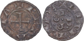 Ferrara. Repubblica a nome di Federico I (1200-1344). Denaro o ferrarino. CNI 1/5; MIR (Emilia) 215. MI. 0.42 g. 15 mm. Patina scura. BB.