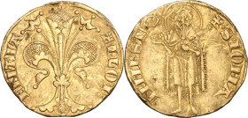 Firenze. Repubblica (Sec. XIII-1532). Fiorino d'oro IV serie, 1267-1303, simbolo corno, maestro di zecca sconosciuto. CNI 621; Bern. II 197/200; MIR (...