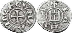 Genova. Repubblica (1139-1339). Denaro. CNI 1/69; MIR (Piem. Sard. Lig. Cors.) 16. MI. 0.84 g. 17 mm. BB.