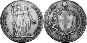 Genova. Repubblica Ligure (1798-1805). 8 lire 1799. CNI 1; MIR (Piem. Sard. Lig. Cors.) 379/2. AG. 32.96 g. 41 mm. R. BB/BB+.