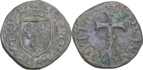 L'Aquila. Carlo VIII re di Francia (1495). Cavallo. CNI 52/65; D'Andrea-Andreani pp. 259-260; MIR (Italia merid.) 106. AE. 2.55 g. 19.5 mm. R. Interes...