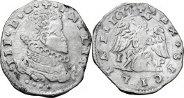 Messina. Filippo III di Spagna (1598-1621). 4 tarì 1617 sigle I P, Giovanni del Pozzo maestro di zecca. Sp. 97; MIR (Sicilia) 348/11. AG. 10.41 g. 29....