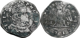 Messina. Filippo III di Spagna (1598-1621). 4 tarì 1619 sigle I P, Giovanni del Pozzo maestro di zecca. Sp. 40; MIR (Sicilia) 345/15. AG. 10.51 g. 29 ...