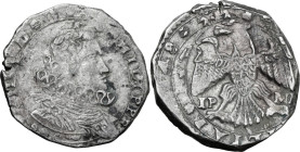 Messina. Filippo IV di Spagna (1621-1665). Da 4 tarì 1648 sigle IP PP, Giovanni dal Pozzo zecchiere. Sp. 22; MIR (Sicilia) 355/20. AG. 10.57 g. 28 mm....