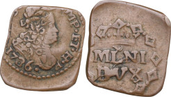 Milano. Carlo d'Asburgo (1707-1740). Quattrino 1736. CNI 91/95; Crippa 25; MIR (Milano) 407/3. CU. 1.4 g. 19.5 mm. BB.