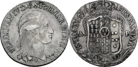 Napoli. Ferdinando IV di Borbone (1759-1816). 120 grana o piastra 1796. P/R 62; MIR (Napoli) 373/1. AG. 27.5 g. 40 mm. BB+.