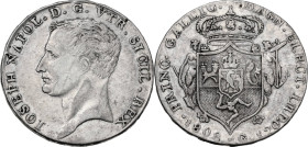 Napoli. Giuseppe Napoleone (1806-1808). 120 grana o piastra 1808. P/R 3; MIR (Napoli) 433/3. AG. 27.33 g. 38.5 mm. BB.