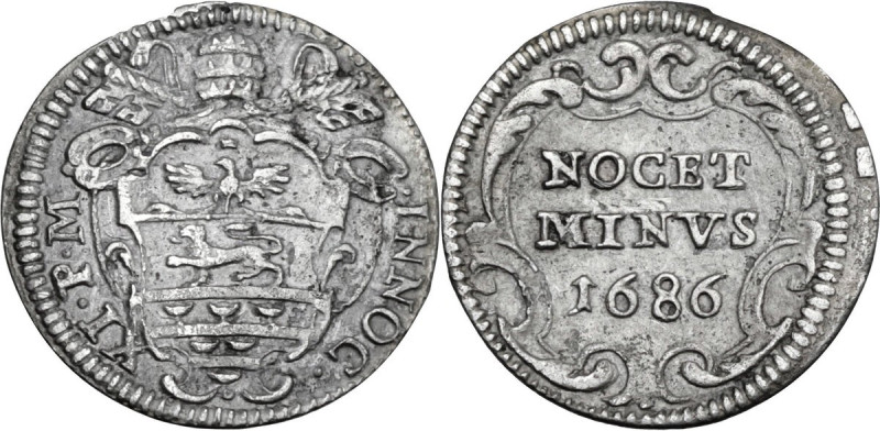 Roma. Innocenzo XII (1691-1700), Antonio Pignatelli. Mezzo grosso 1686. CNI 147;...