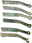 China
Chou-Dynastie 1122-255 v. Chr
6 verschiedene Ming-Messer. schön bis sehr schön