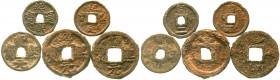 China
Südliche Sung-Dynastie. Guang Zong, 1190-1194
5 versch. Eisenmünzen vom Cash bis zum 5 Cash. schön bis sehr schön