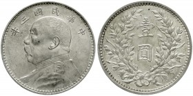 China
Republik, 1912-1949
Dollar (Yuan) Jahr 3 = 1914. Präsident Yuan Shih-kai.
gutes vorzüglich