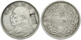 China
Republik, 1912-1949
Dollar (Yuan) Jahr 3 = 1914. Präsident Yuan Shih-kai. Mit rechteckigem 3-Charakter-Gegenstempel mit der Bedeutung "Sowjet"...
