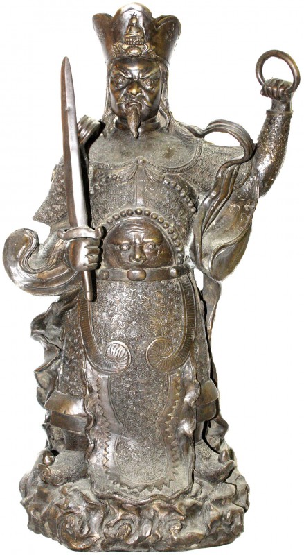 China
Varia
Bronzeskulptur eines Kaisers im Prunkgewand mit Schwert und Ring. ...