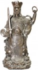 China
Varia
Bronzeskulptur eines Kaisers im Prunkgewand mit Schwert und Ring. Höhe 55,5 cm